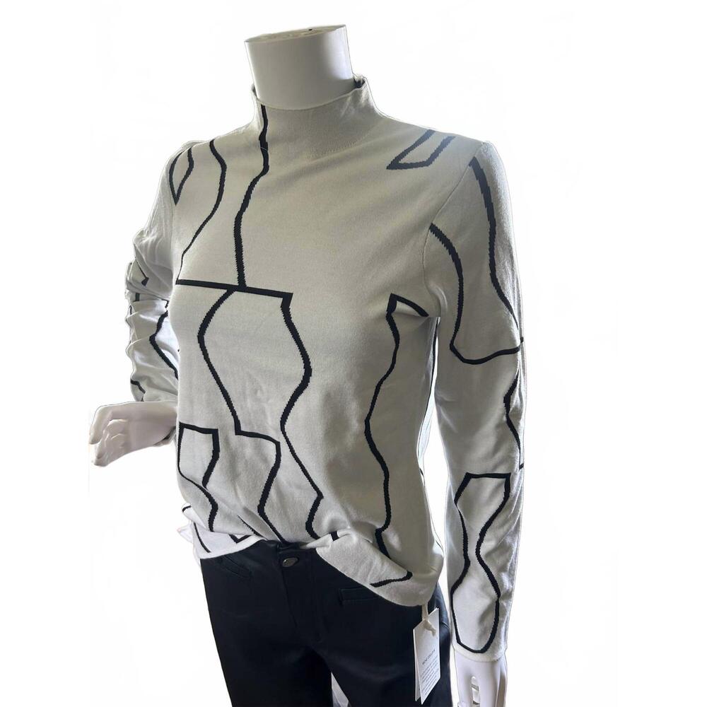 NEW CHARLIE B women's gutsy knit mock neck sweater in black/cream